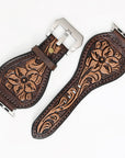 American Darling Floral Hand Tooled I watch Men Women Genuine Leather Strap