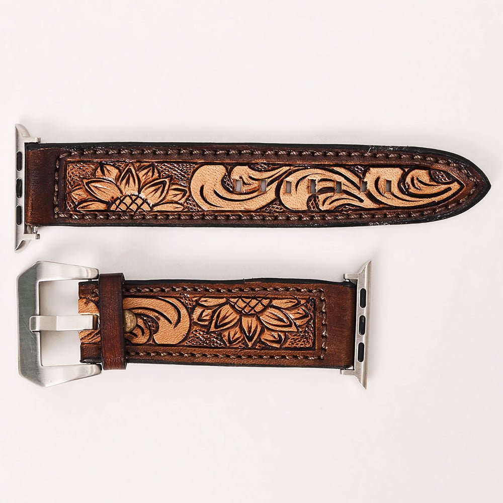American Darling Floral Hand Tooled I watch Men Women Genuine Leather