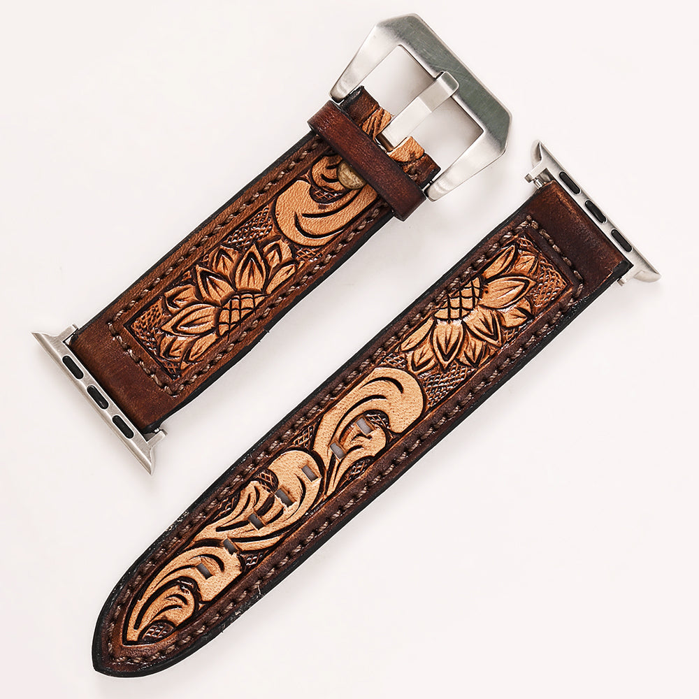 American Darling Beautifully Hand Tooled Genuine American Leather I watch Strap Men and Women Unisex