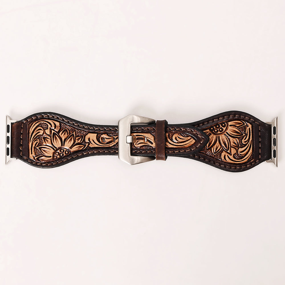 American Darling Beautifully Hand Tooled Painted Genuine Leather I watch Strap Men and Women Unisex