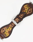 American Darling Floral Hand Tooled I watch Men Women Genuine Leather Strap