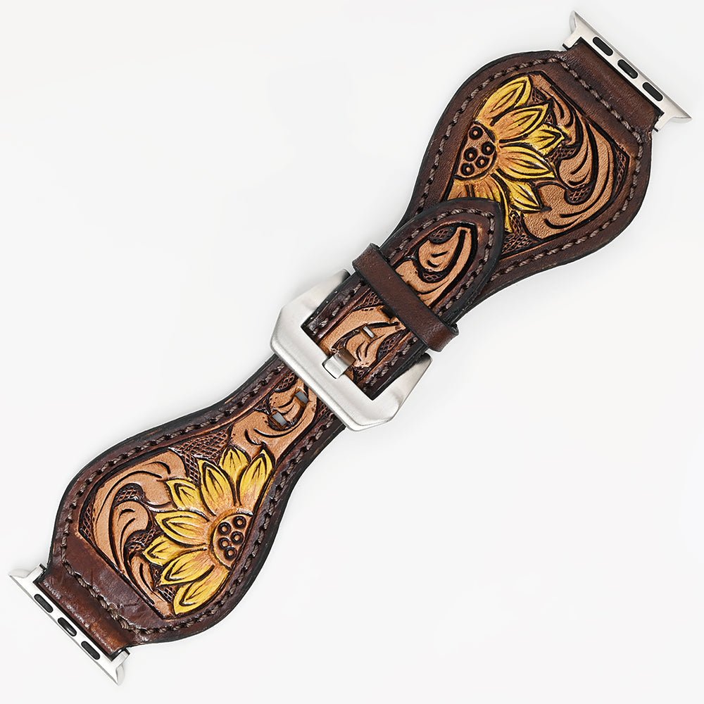 American Darling Floral Hand Tooled I watch Men Women Genuine Leather