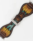 American Darling Floral Hand Tooled I watch Men Women Genuine Leather Strap