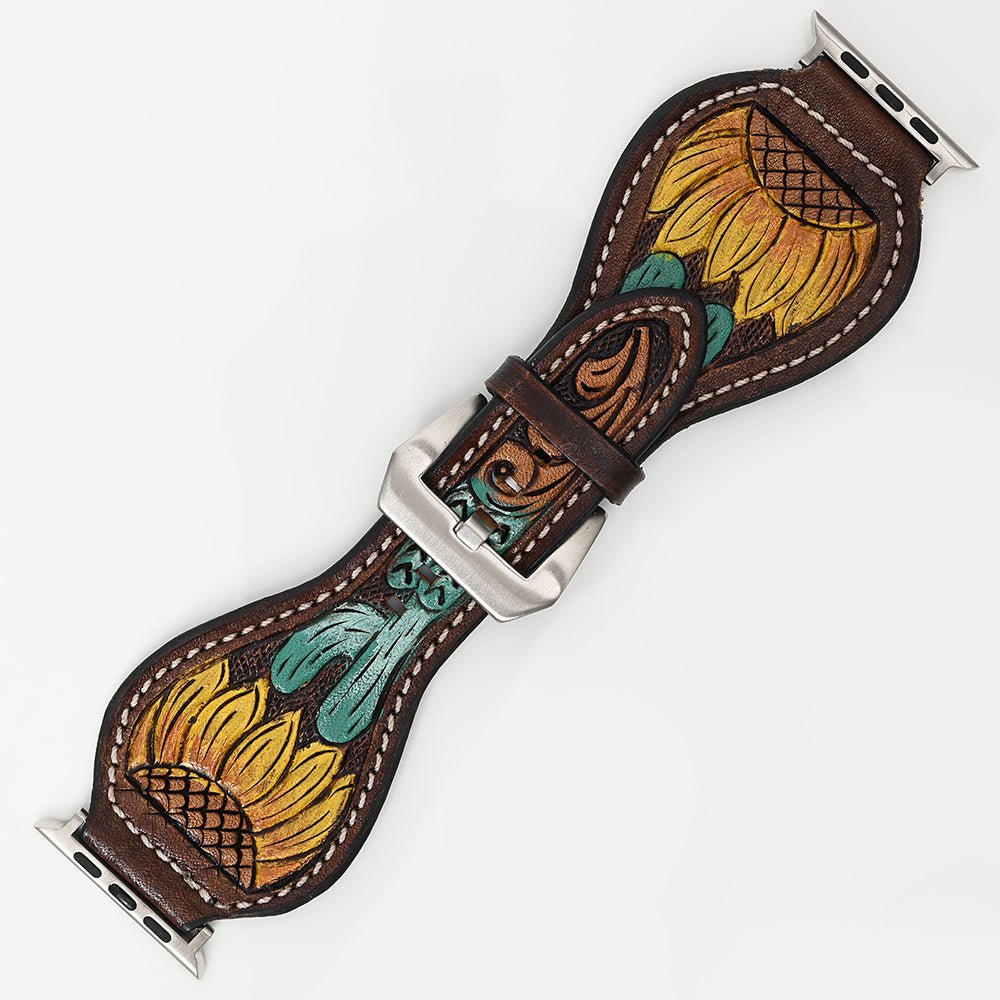 American Darling Floral Hand Tooled I watch Men Women Genuine Leather