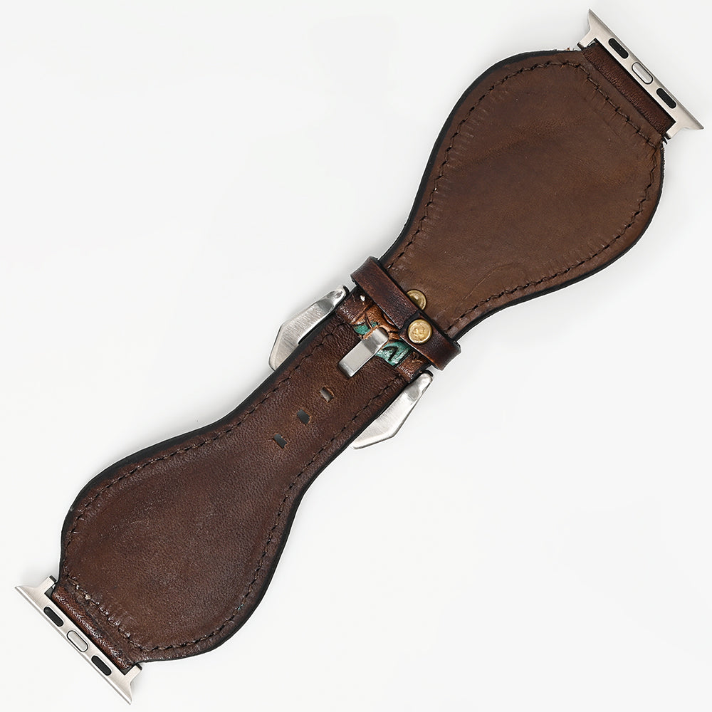 American Darling Floral Hand Tooled I watch Men Women Genuine Leather Strap