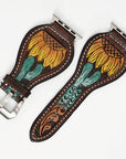 American Darling Beautifully Hand Tooled Painted Genuine Leather I watch Strap Men and Women Unisex