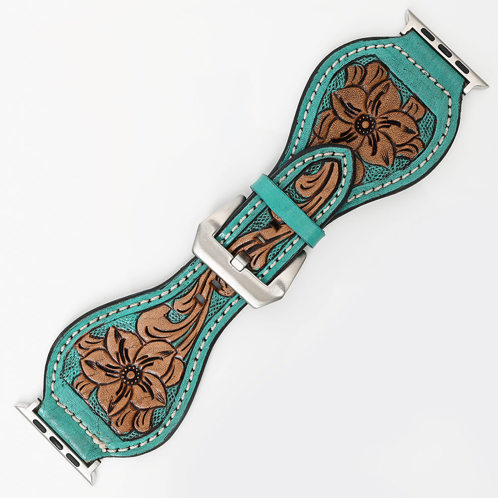 American Darling Floral Hand Tooled I watch Men Women Genuine Leather Strap