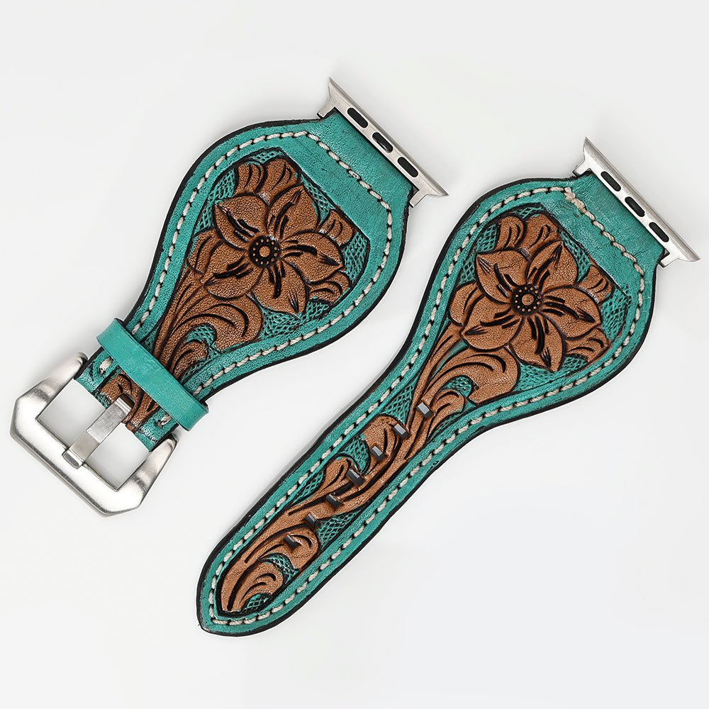 American Darling Floral Hand Tooled I watch Men Women Genuine Leather