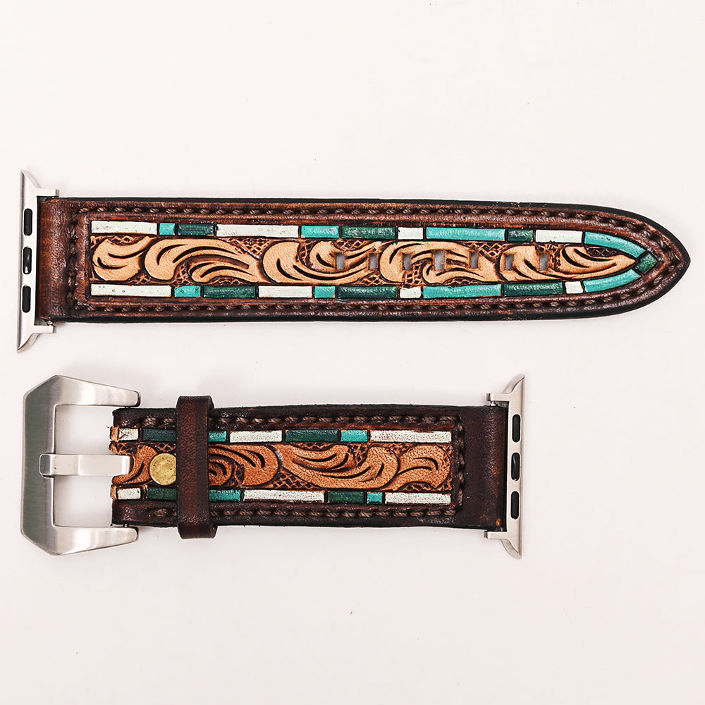 American Darling Beautifully Hand Tooled Genuine American Leather I watch Strap Men and Women Unisex