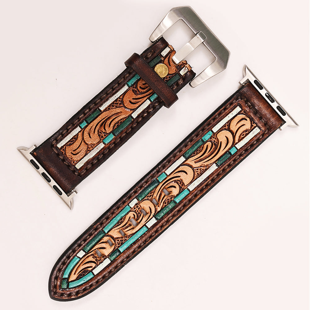 American Darling Beautifully Hand Tooled Genuine American Leather I watch Strap Men and Women Unisex
