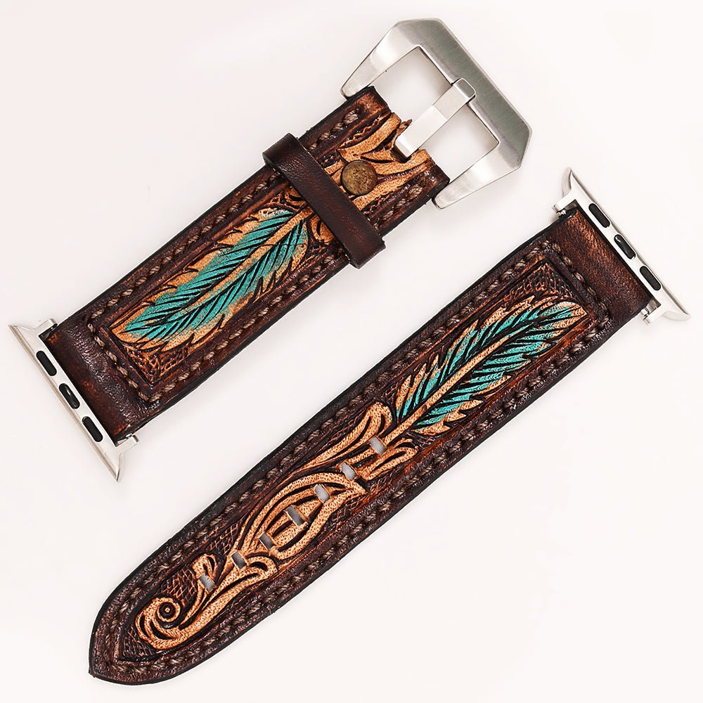 American Darling Floral Hand Tooled I watch Men Women Genuine Leather