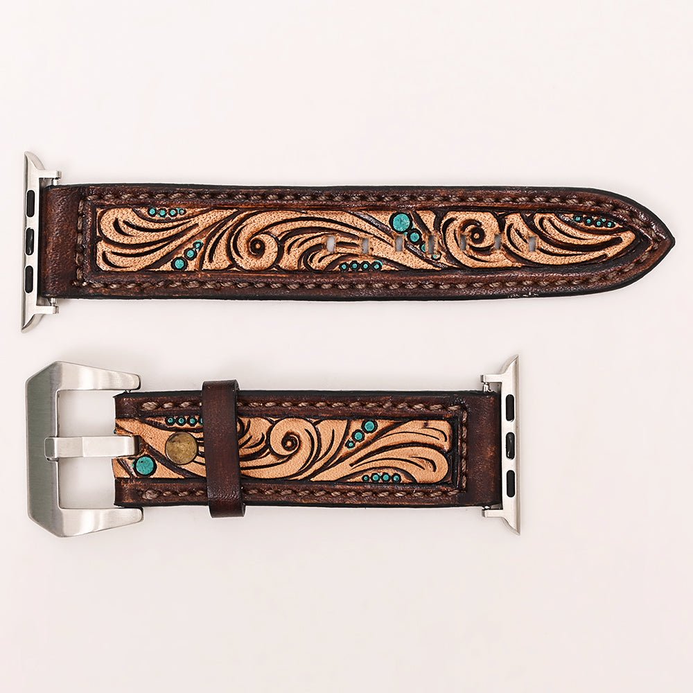 American Darling Floral Hand Tooled I watch Men Women Genuine Leather