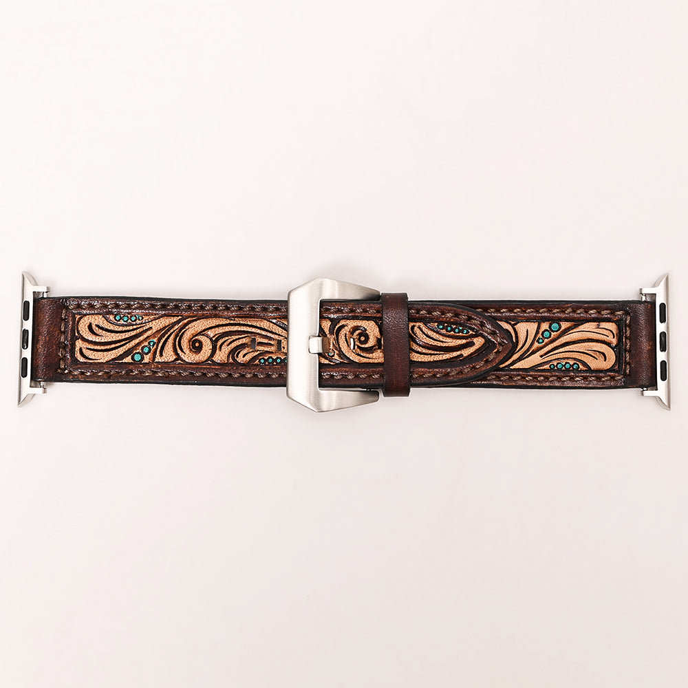 American Darling Beautifully Hand Tooled Genuine American Leather I watch Strap Men and Women Unisex