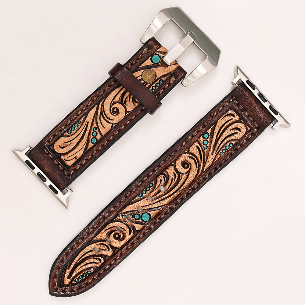 American Darling Beautifully Hand Tooled Genuine American Leather I watch Strap Men and Women Unisex