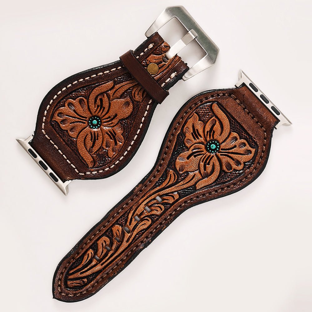 American Darling Floral Hand Tooled I watch Men Women Genuine Leather