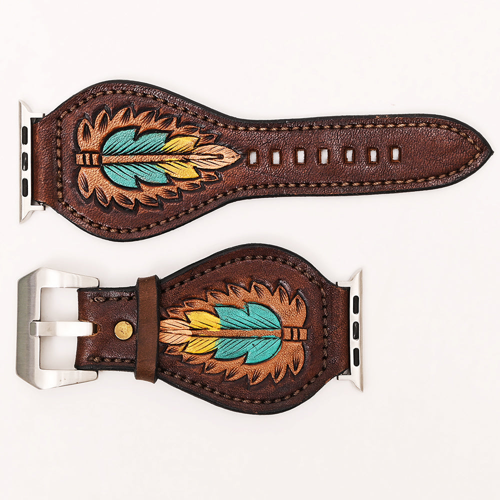 American Darling Beautifully Hand Tooled Genuine American Leather I watch Strap Men and Women Unisex