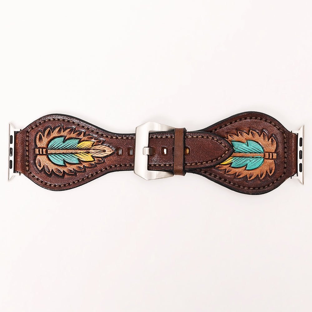 American Darling Floral Hand Tooled I watch Men Women Genuine Leather