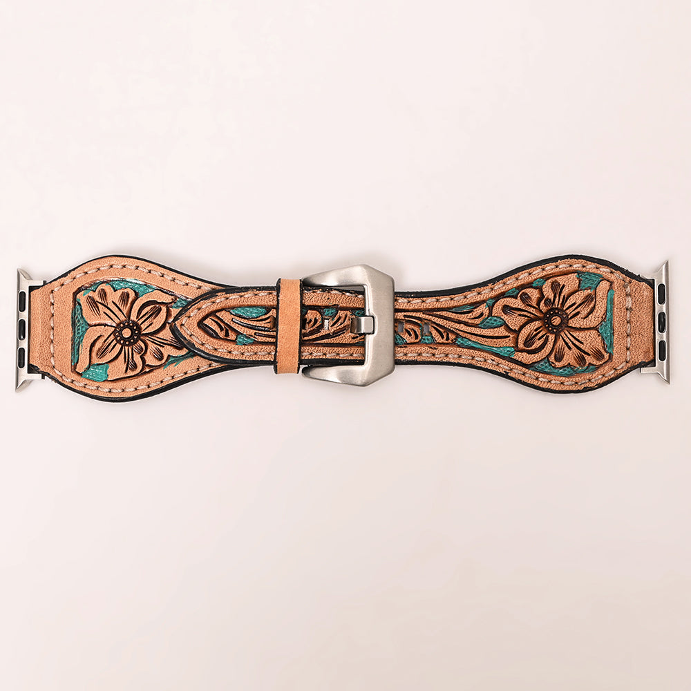 American Darling Beautifully Hand Tooled Painted Genuine Leather I watch Strap Men and Women Unisex