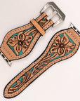 American Darling Floral Hand Tooled I watch Men Women Genuine Leather Strap