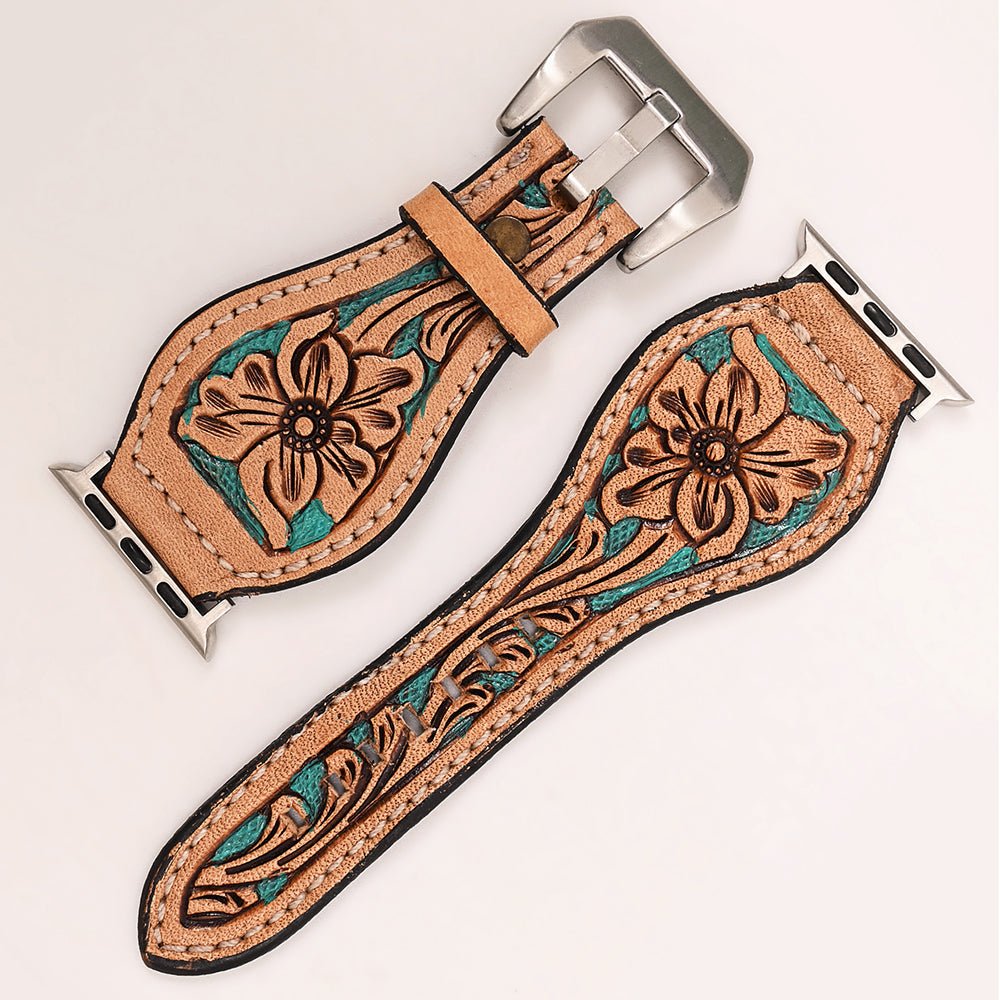 American Darling Floral Hand Tooled I watch Men Women Genuine Leather