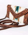 American Darling Hand Tooled Saddle Blanket Genuine Leather Women Bag Western Handbag Purse