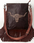 American Darling Messenger Hand Tooled Hair On Genuine Leather Western Women Bag Handbag Purse | Cute