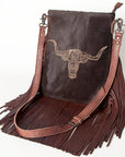 American Darling Messenger Hand Tooled Hair On Genuine Leather Western Women Bag Handbag Purse | Cute