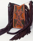 American Darling Hand Tooled Hair On Genuine Leather Women Bag Western Handbag Purse