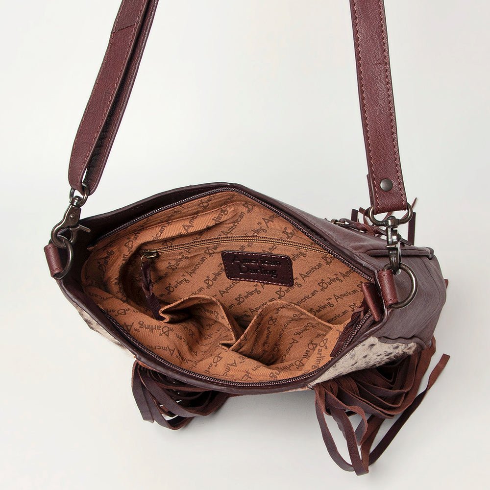 American Darling Hand Tooled Hair On Genuine Leather Women Bag Western Handbag Purse