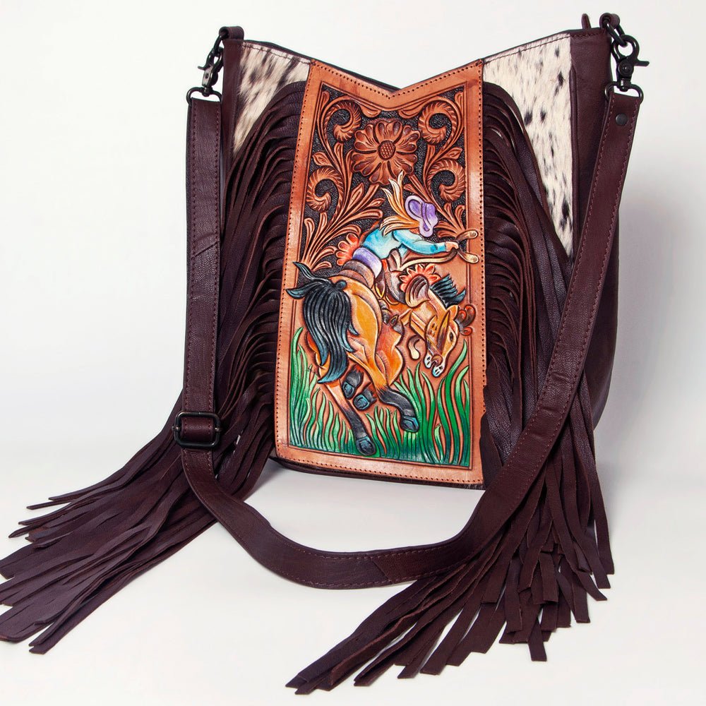 American Darling Hand Tooled Hair On Genuine Leather Women Bag Western Handbag Purse
