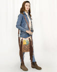 American Darling Hand Tooled Hair On Genuine Leather Women Bag Western Handbag Purse