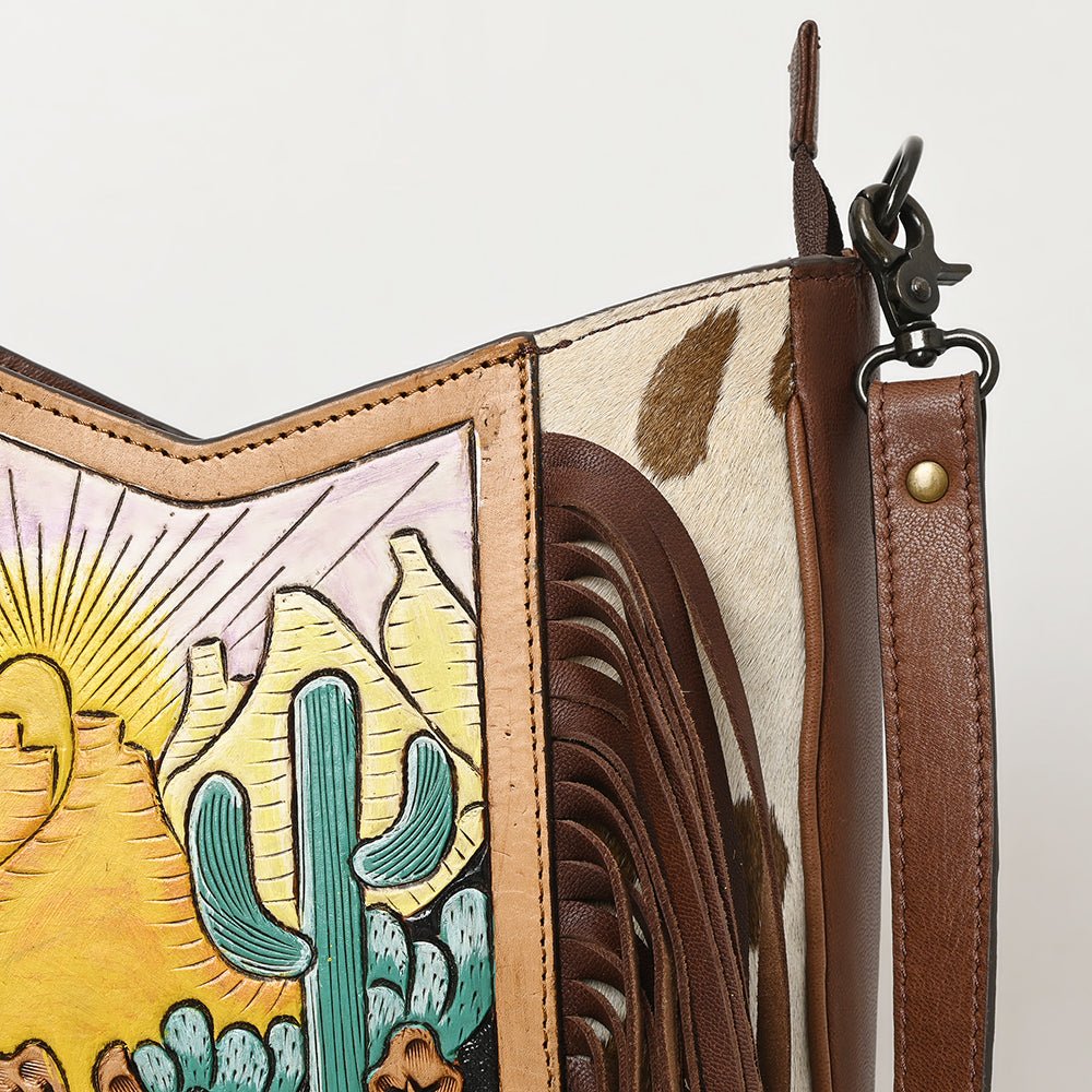 American Darling Hand Tooled Hair On Genuine Leather Women Bag Western Handbag Purse