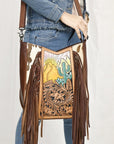 American Darling Hand Tooled Hair On Genuine Leather Women Bag Western Handbag Purse