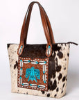 American Darling Tote Hand Tooled Hair-On Genuine Leather Women Bag Western Handbag Purse