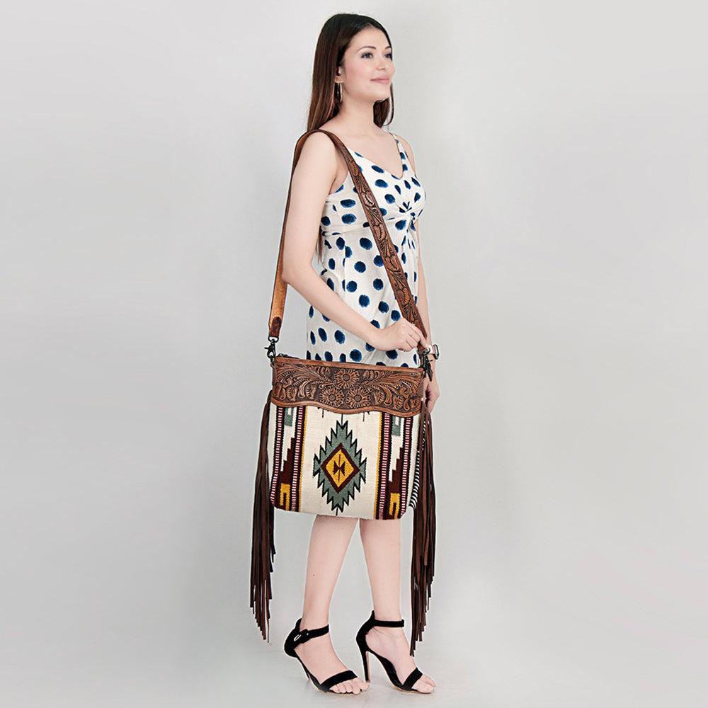 American Darling ADBGZ666 Signature Crossbody Hand Tooled Saddle Blanket Genuine Leather Women Bag Western Handbag Purse