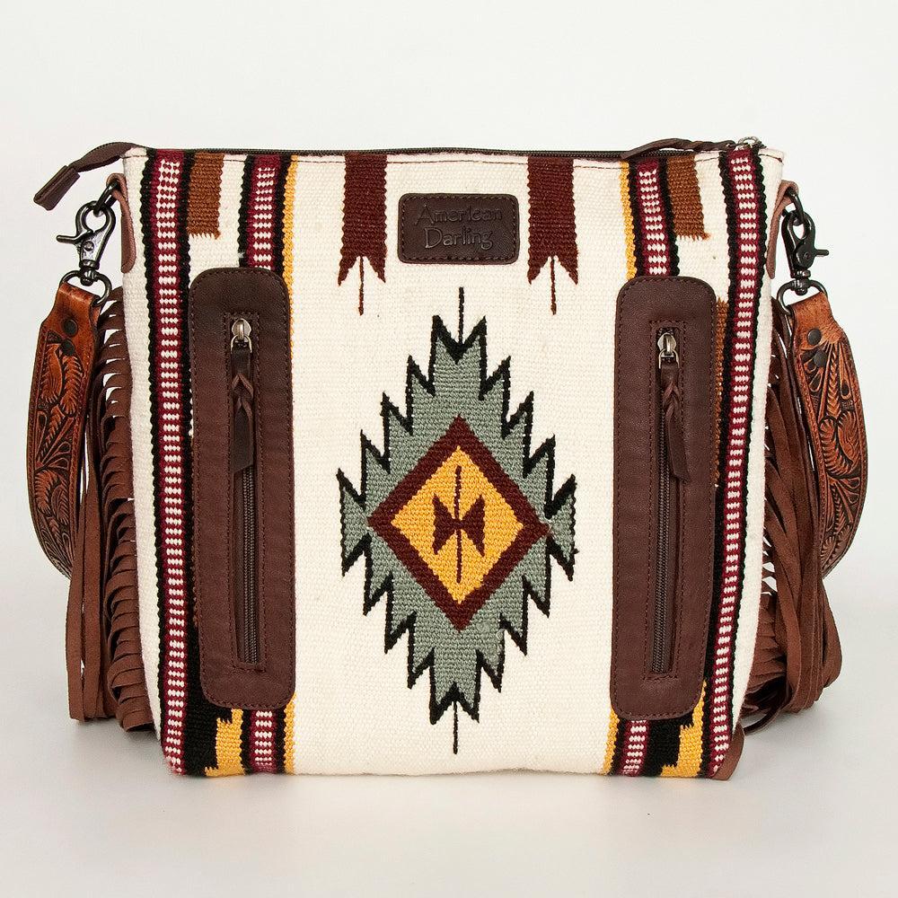 American Darling ADBGZ666 Signature Crossbody Hand Tooled Saddle Blanket Genuine Leather Women Bag Western Handbag Purse