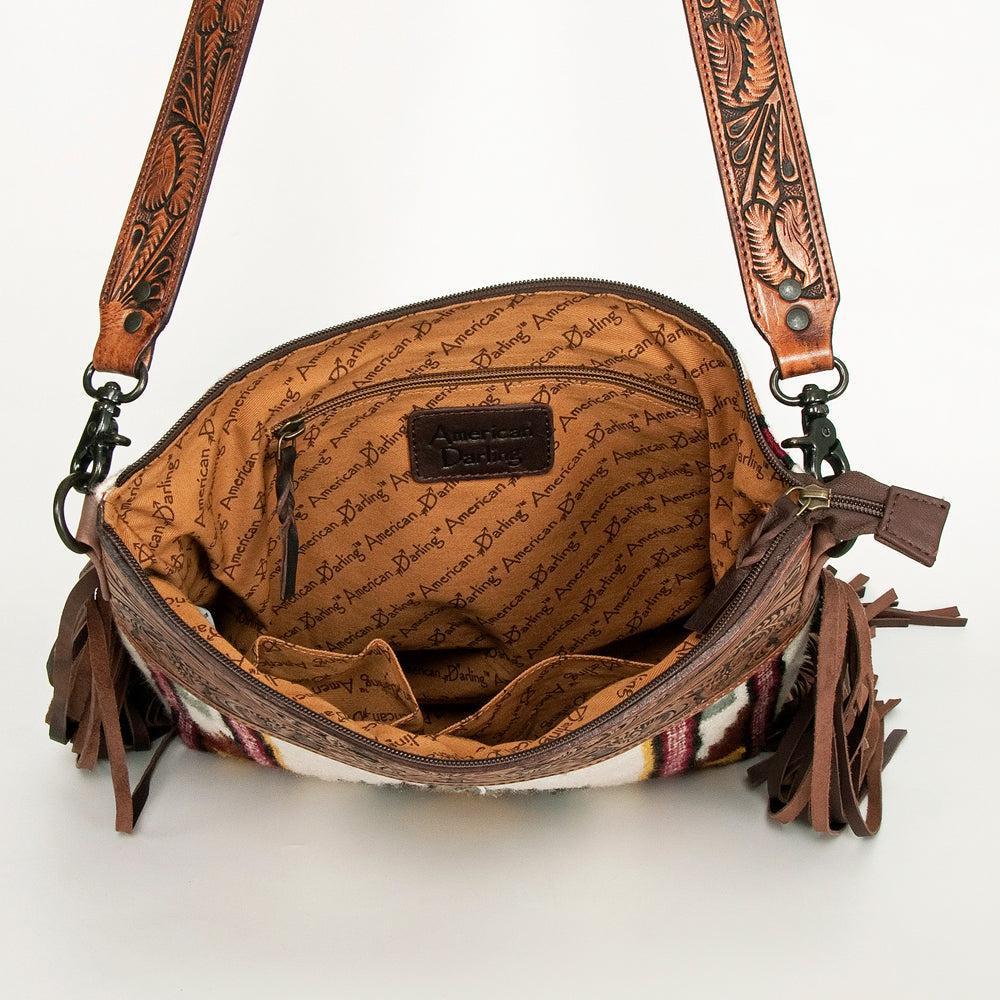 American Darling ADBGZ666 Signature Crossbody Hand Tooled Saddle Blanket Genuine Leather Women Bag Western Handbag Purse