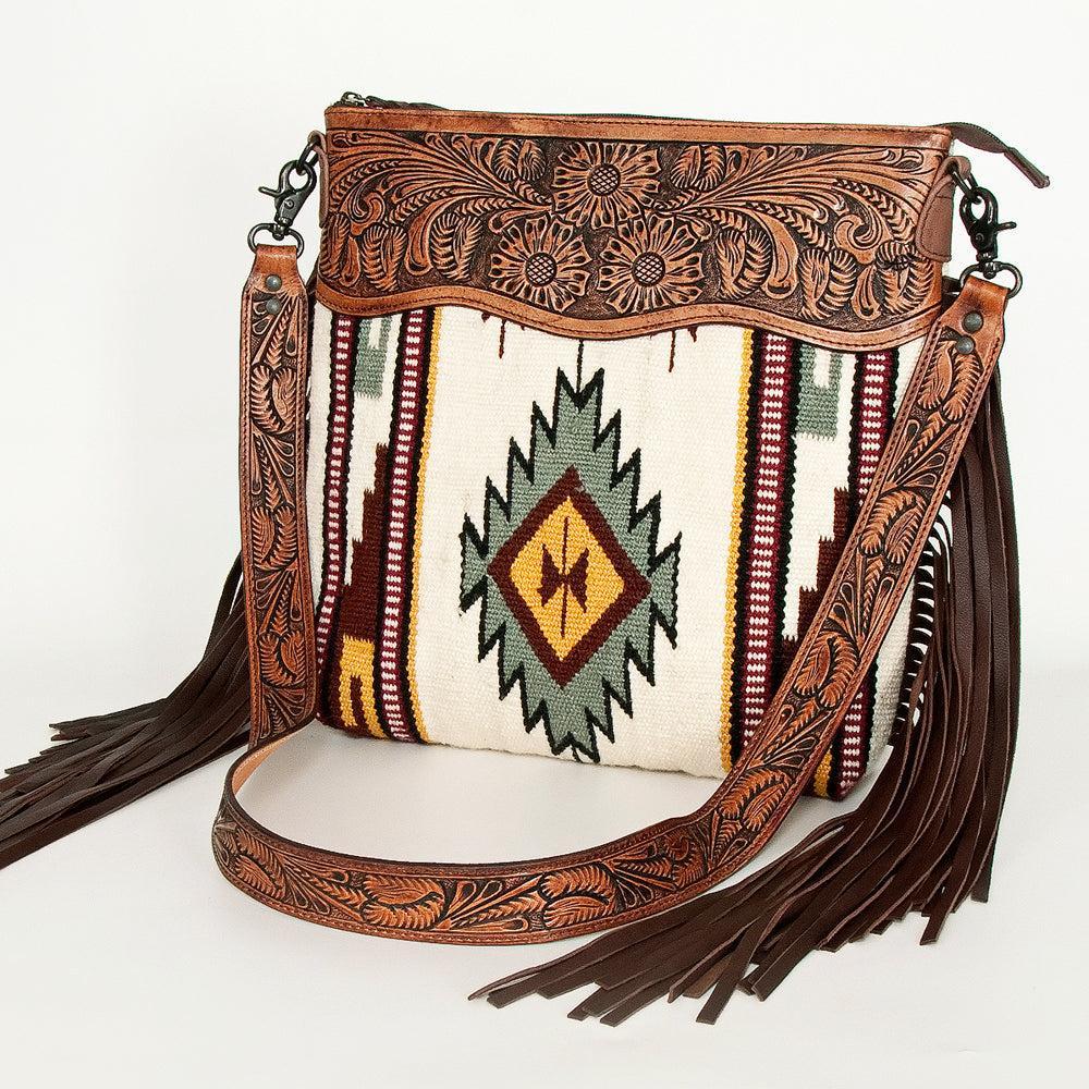 American Darling ADBGZ666 Signature Crossbody Hand Tooled Saddle Blanket Genuine Leather Women Bag Western Handbag Purse