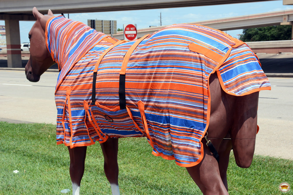 HILASON Horse Fly Sheet With Neck Cover UV Protection Mesh Bug Mosquito Summer Spring Serape