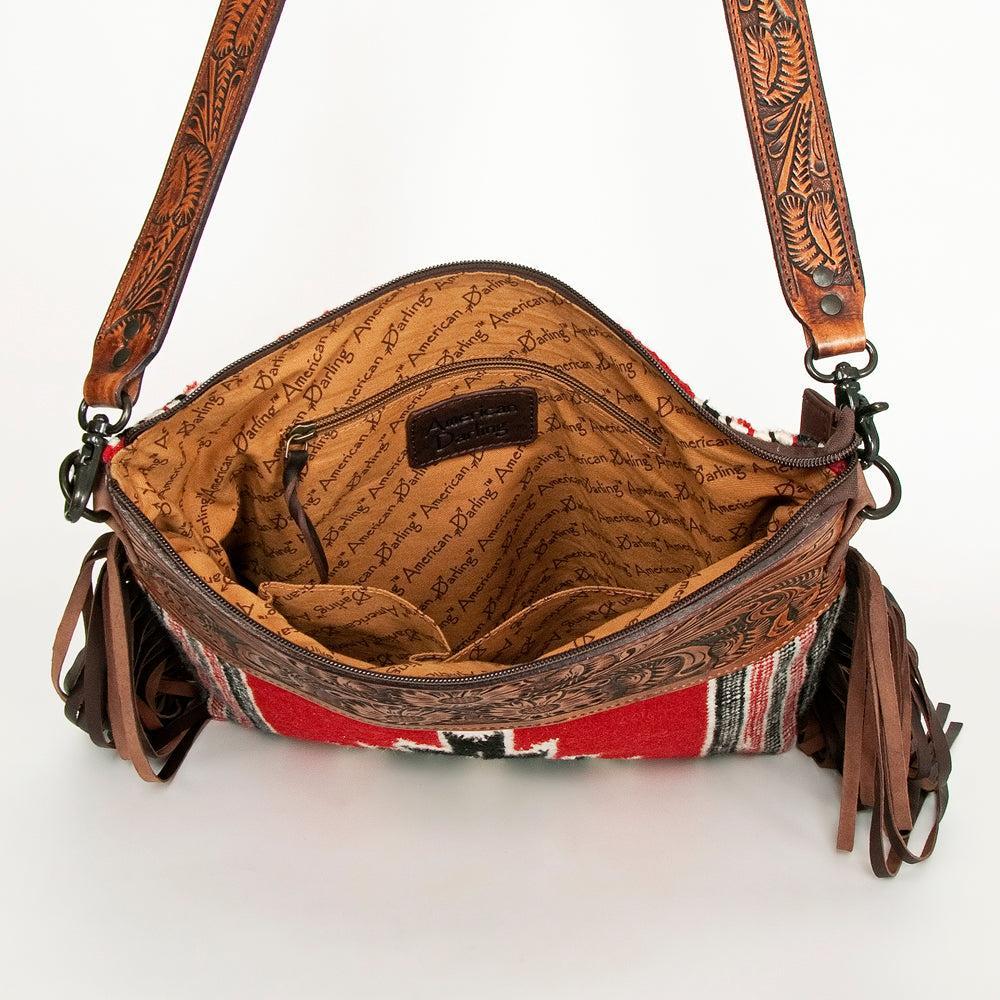 American Darling ADBGZ668 Signature Crossbody Hand Tooled Saddle Blanket Genuine Leather Women Bag Western Handbag Purse