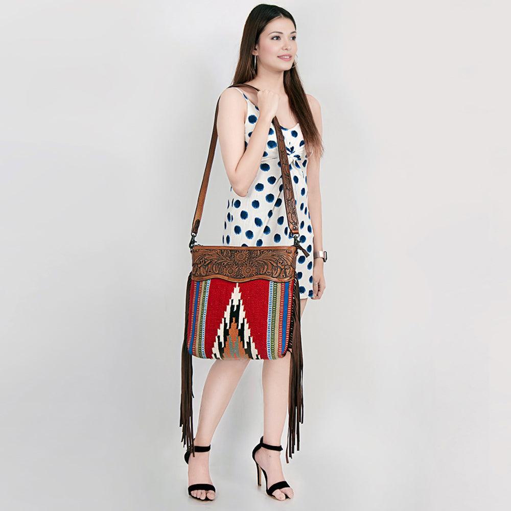 American Darling ADBGZ669 Signature Crossbody Hand Tooled Saddle Blanket Genuine Leather Women Bag Western Handbag Purse