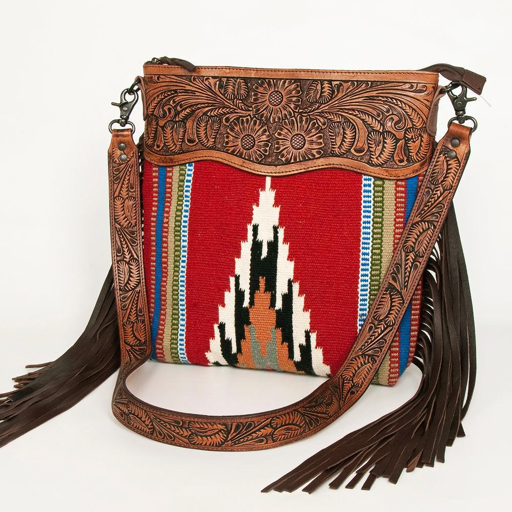 American Darling ADBGZ669 Signature Crossbody Hand Tooled Saddle Blanket Genuine Leather Women Bag Western Handbag Purse
