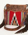 American Darling ADBGZ669 Signature Crossbody Hand Tooled Saddle Blanket Genuine Leather Women Bag Western Handbag Purse