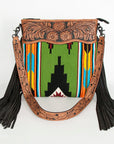 American Darling ADBGZ676 Signature Crossbody Hand Tooled Saddle Blanket Genuine Leather Women Bag Western Handbag Purse
