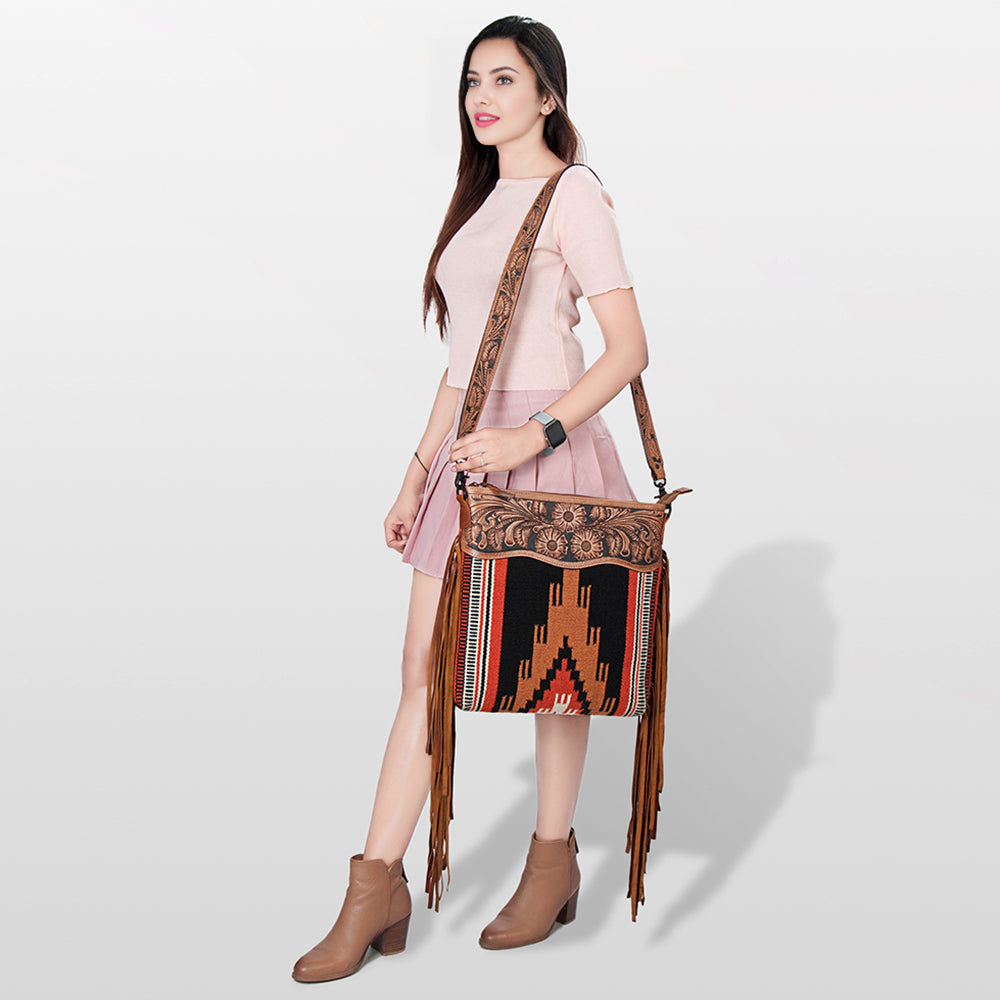 American Darling ADBGZ678 Signature Crossbody Hand Tooled Saddle Blanket Genuine Leather Women Bag Western Handbag Purse