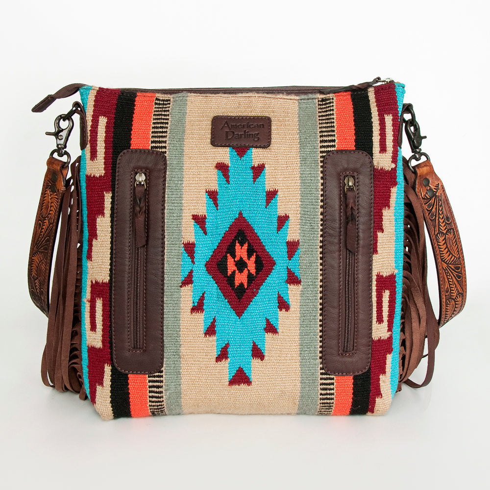 ADBGZ682 American Darling Hand Tooled Saddle Blanket Genuine Leather Women Bag Western Handbag Purse