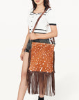 American Darling ADBGS192BQ Messenger Hair-On Genuine Leather Women Bag Western Handbag Purse