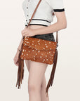 American Darling ADBGS178BF Envelope Hair-On Genuine Leather Women Bag Western Handbag Purse