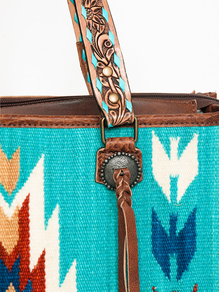 American Darling ADBG1033A Tote Saddle Blanket Genuine Leather women bag western handbag purse