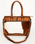 Hair-On Cowhide Tote Bag With Full-Grain Leather And Crossbody Strap Texas Handmade